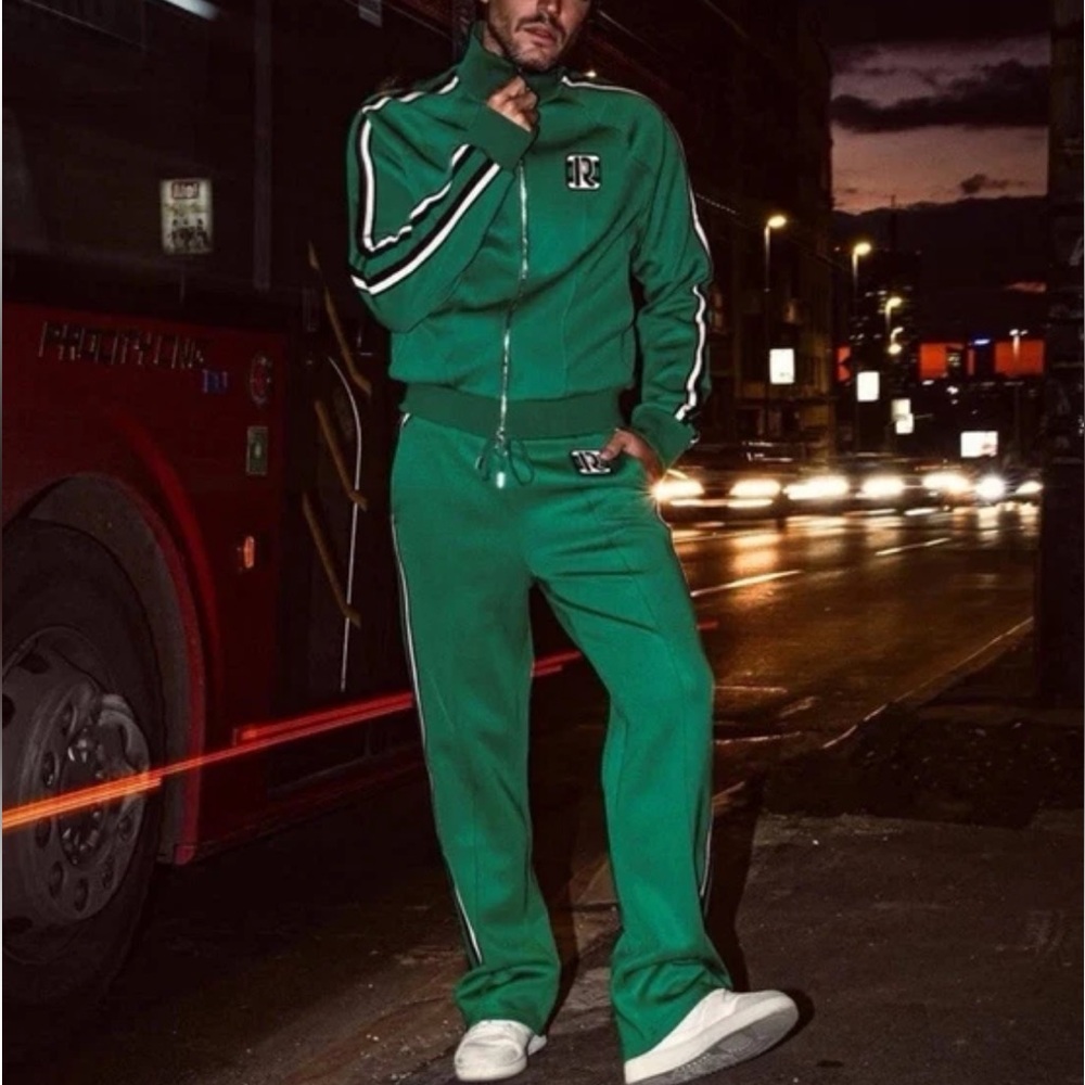 PACO RABANNE X H&M Track Suit Designer Collaboration Green Stripe Sz 3XL N13